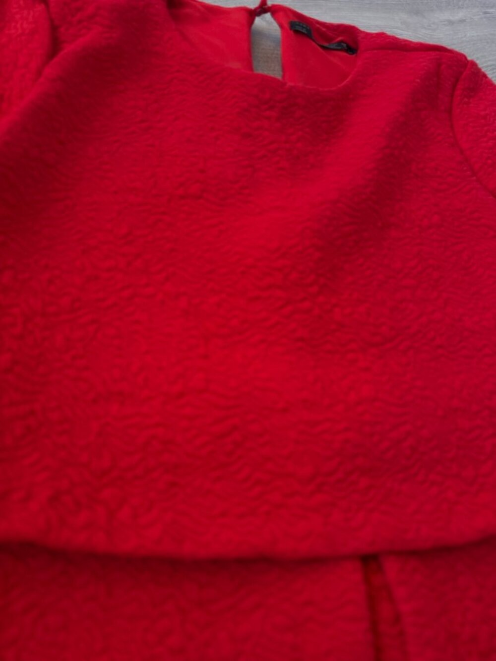 Zara Trafaluc Red Textured Overlay A-Line Dress Size Small - Picture 3 of 10